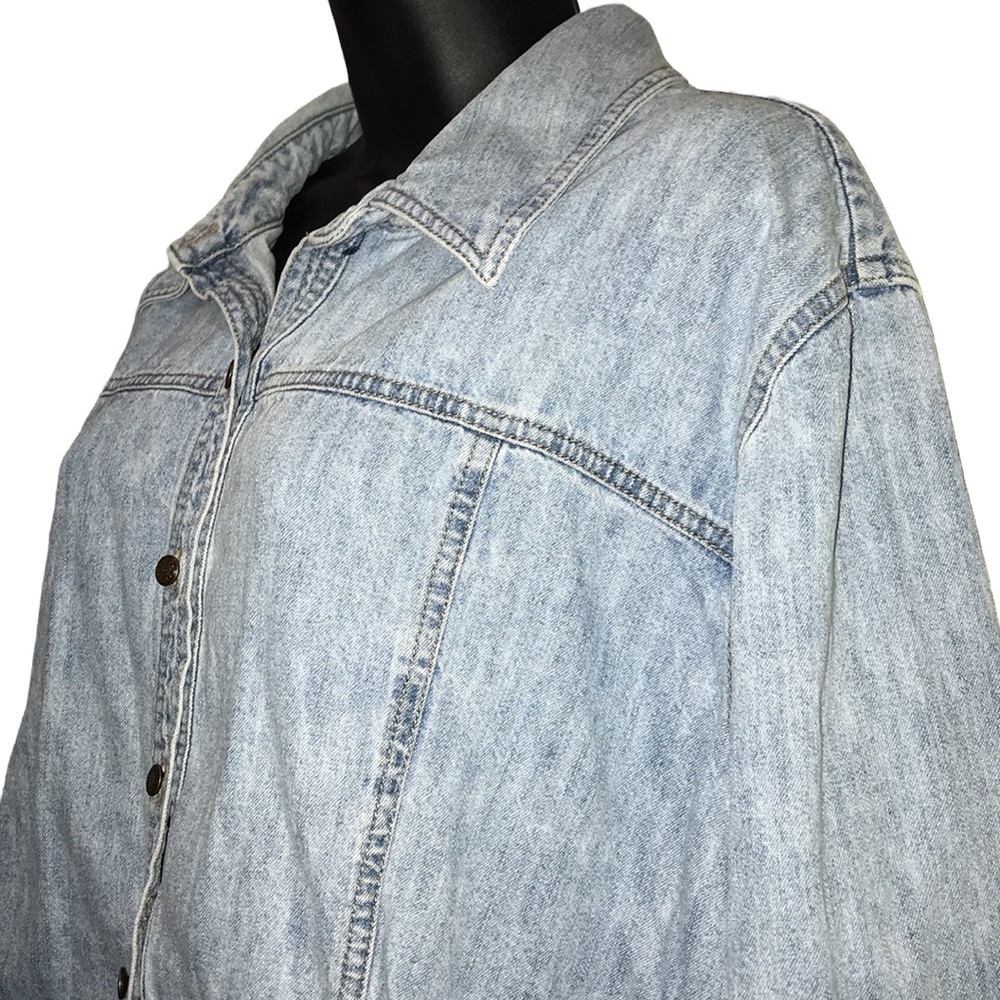 Relativity Woman Light Denim~Jean Button Front Shirt~3X~Notched Sleeves